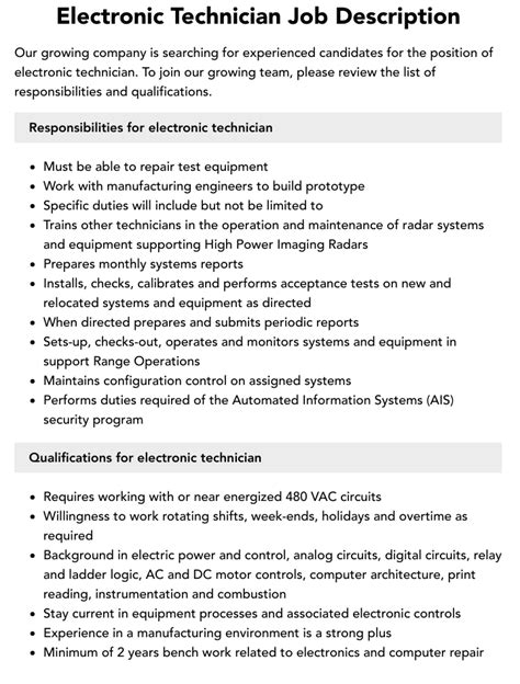 electronics thx technician|Electronic Technician Work, Jobs .